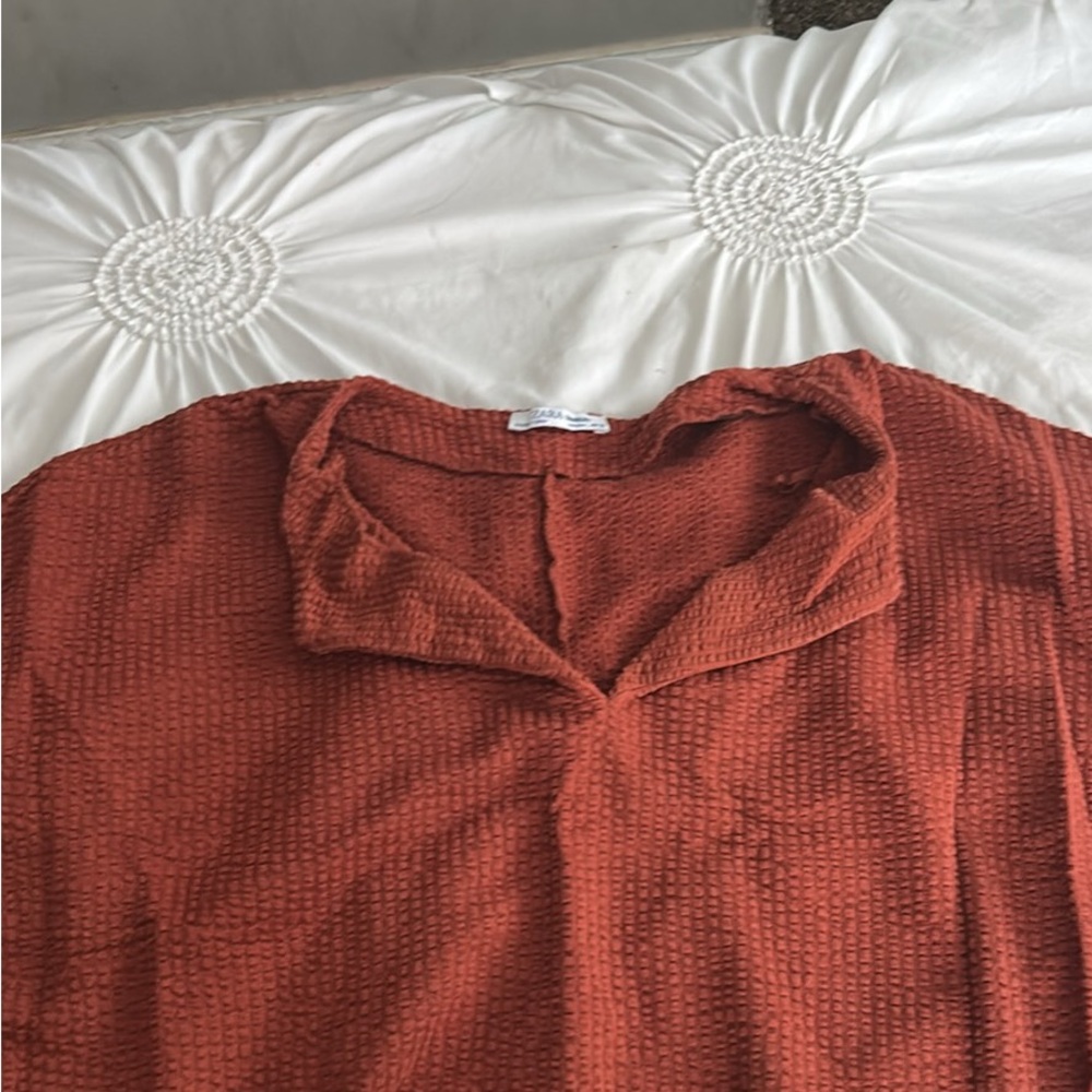 Zara Brick Waffle Knit Top